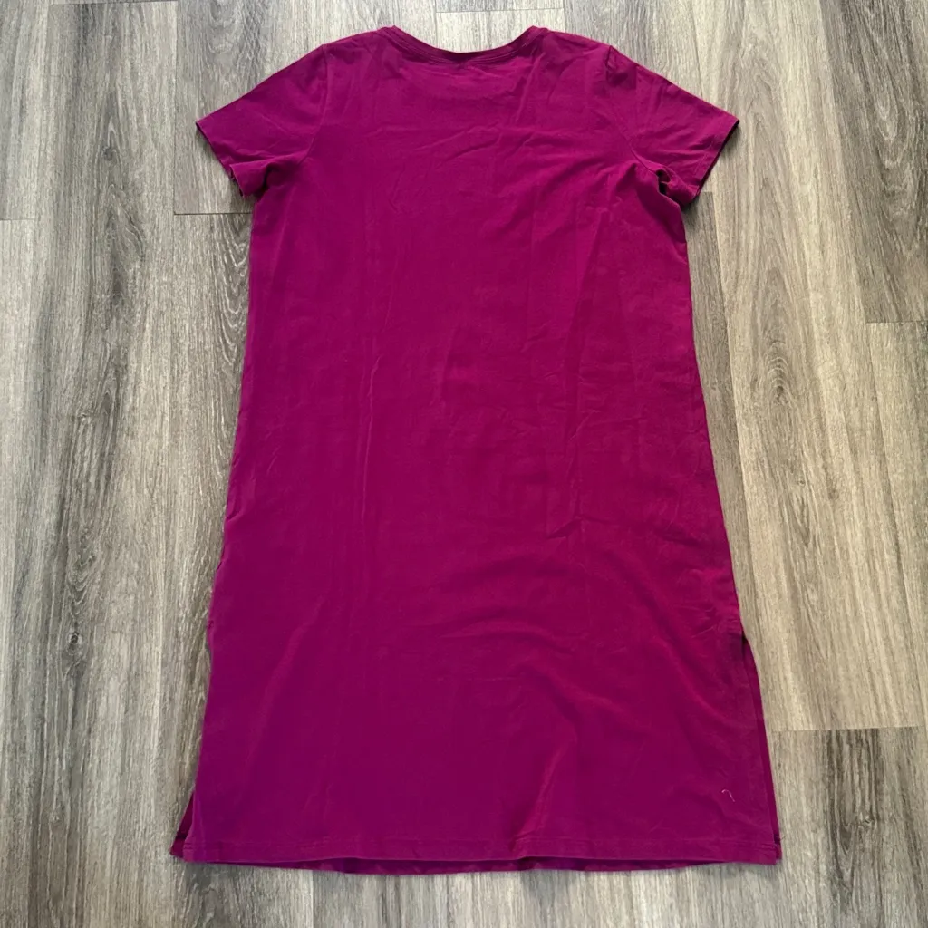 Eileen Fisher Women's Magenta Shirt Dress with Slits Organic Cotton Blend Casual - Image 2