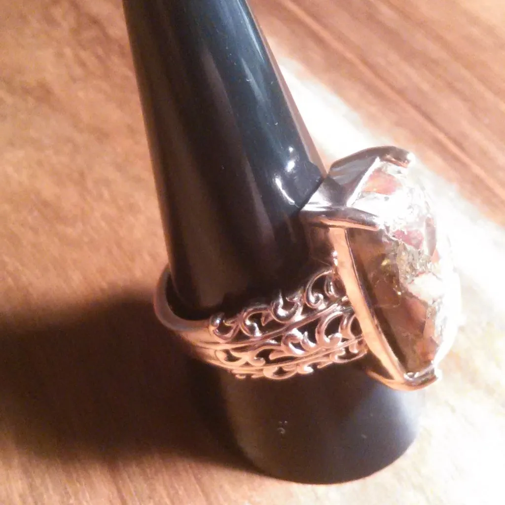 Matrix Fire Opal 14K Rose Gold Over Copper Solitaire Ring (Size 10) - Image 13