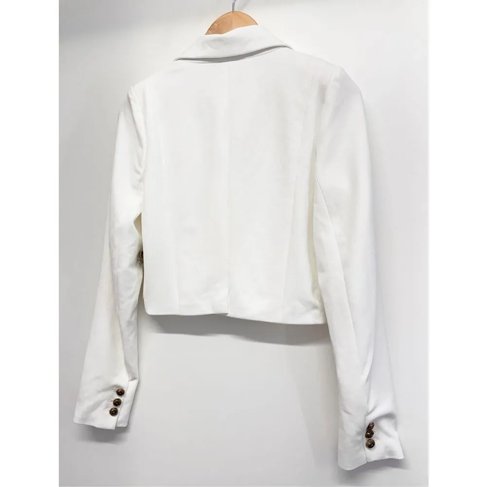 AQUA  Blazer Jacket Size Small Womens Ivory Crepe Cropped Suit NWT - Image 8