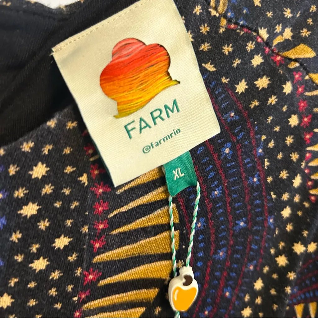 Farm Rio New Black Wild Bananas Jersey Stretch Dress size XL coastal chic - Image 11