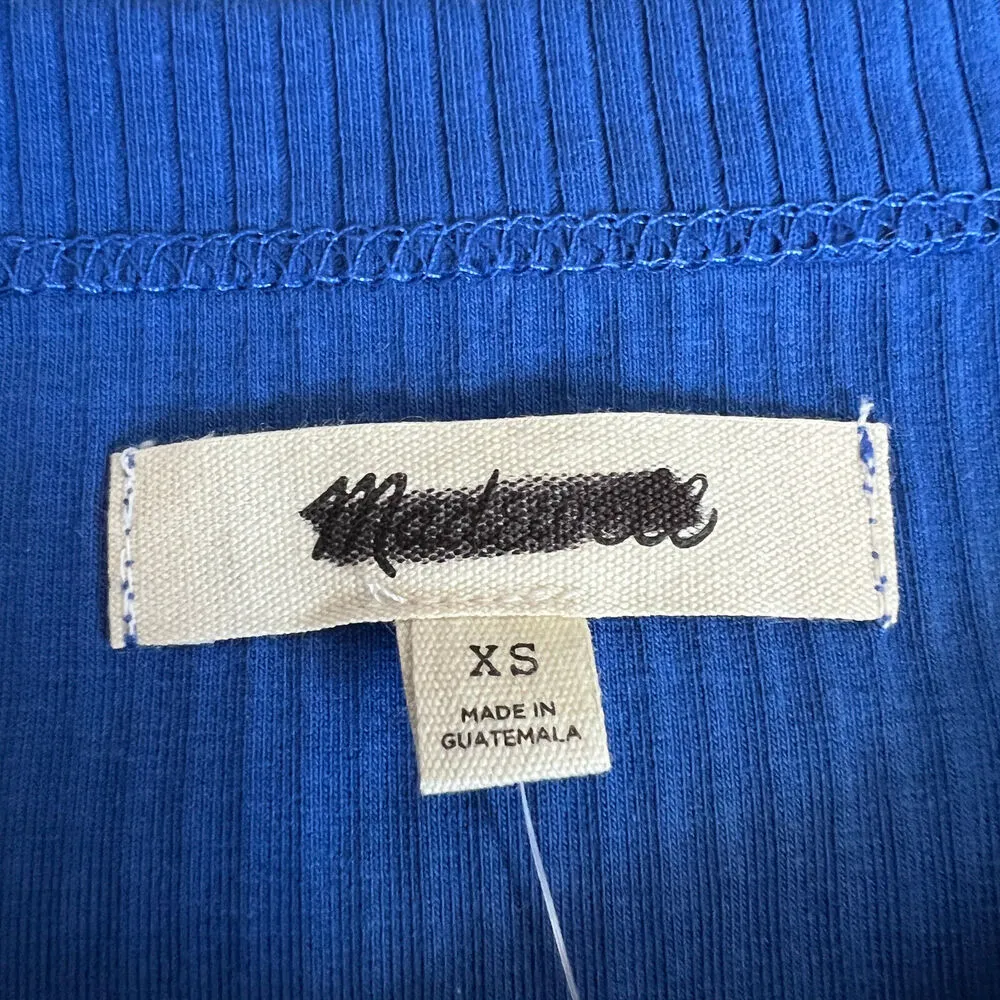 Madewell Tailored Crop Tank Top Womens XS Ribbed Blue - Image 2