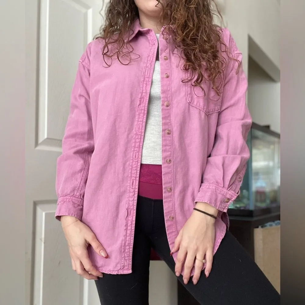 Anthropologie Pilcro Oxford Oversized Button down‎ Shirt Sz Small in Pink - Image 4