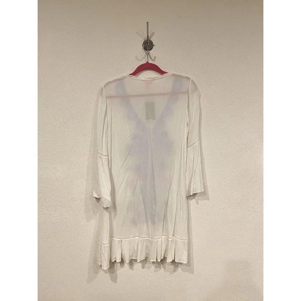 Lilly Pulitzer Tavvy Coverup Womens Small Tansy Resort Palm Embroidered Beach Sw - Image 4