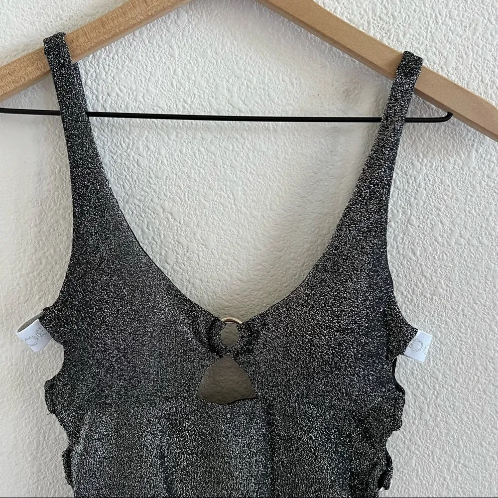 NWT Bebe Metallic One Piece Strappy Side Swimsuit Small - Image 2