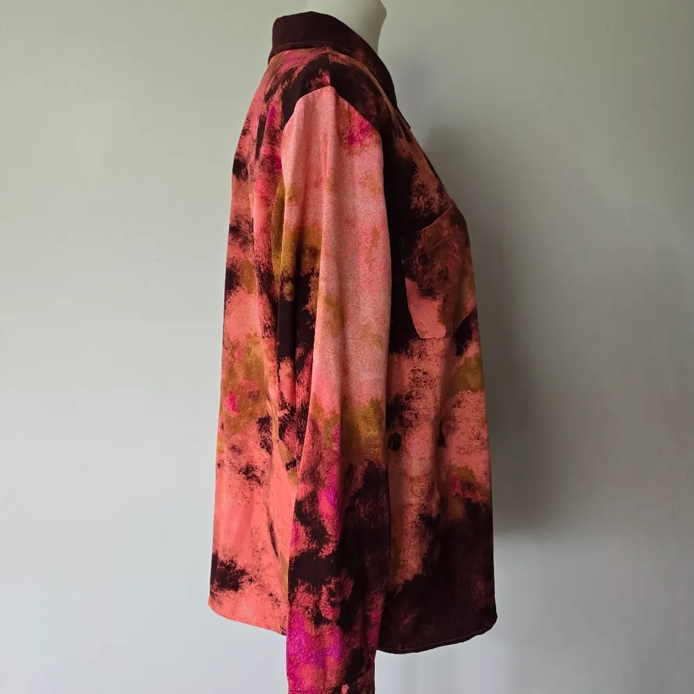 Denim&Co Tea Rose Button Down Size XL Pink - Image 4