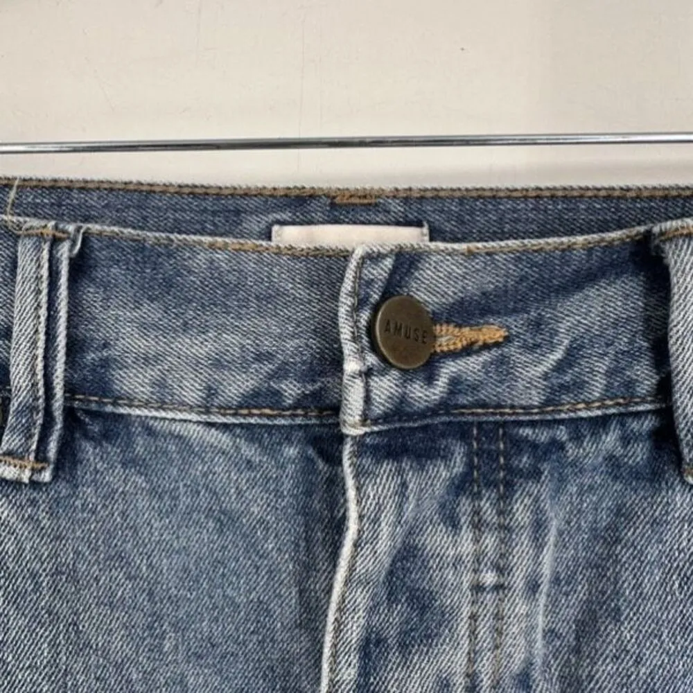 Amuse Society Distressed Button Fly Denim Jeans Shorts Size‎ 30 Size 10 Rolled - Image 3