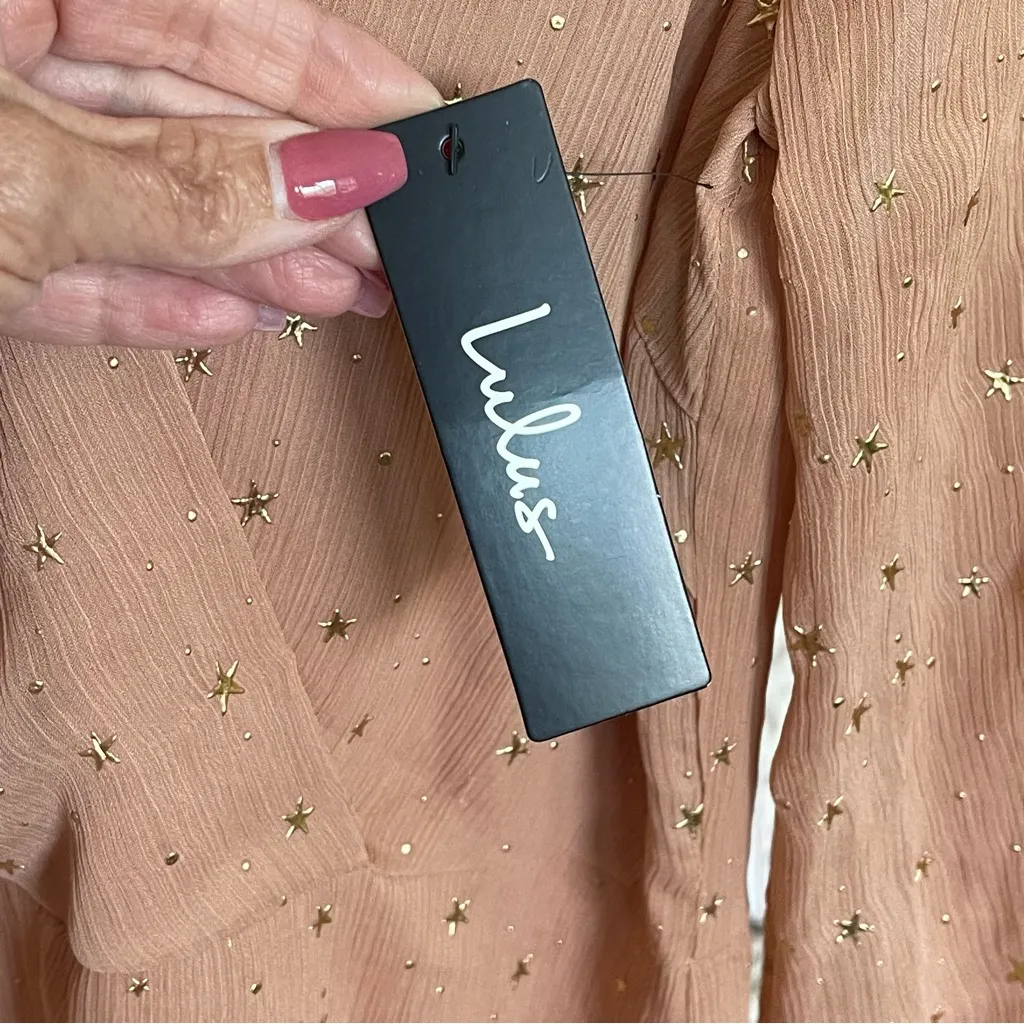 NWT Whimsical Dreams Blush Star Print Surplice Romper M - Image 10