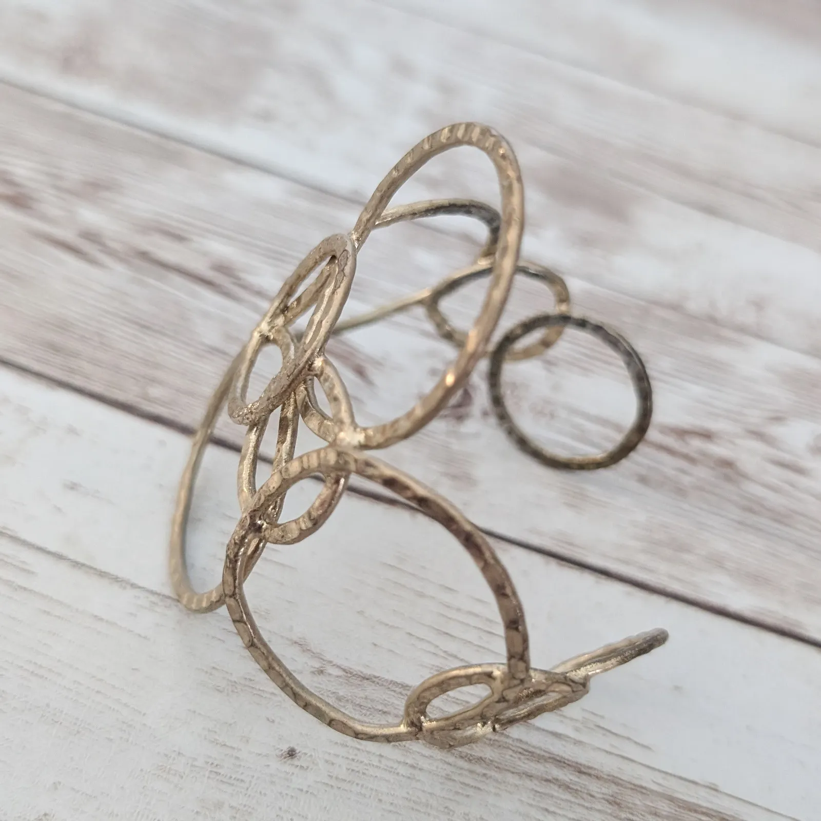 Vintage Bracelet Chunky Gold Tone Circles - Image 6