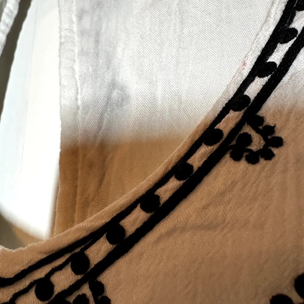 Shyanne Floral Embroidery Boho Mini Dress Flowy Deep V Country White S - Image 6