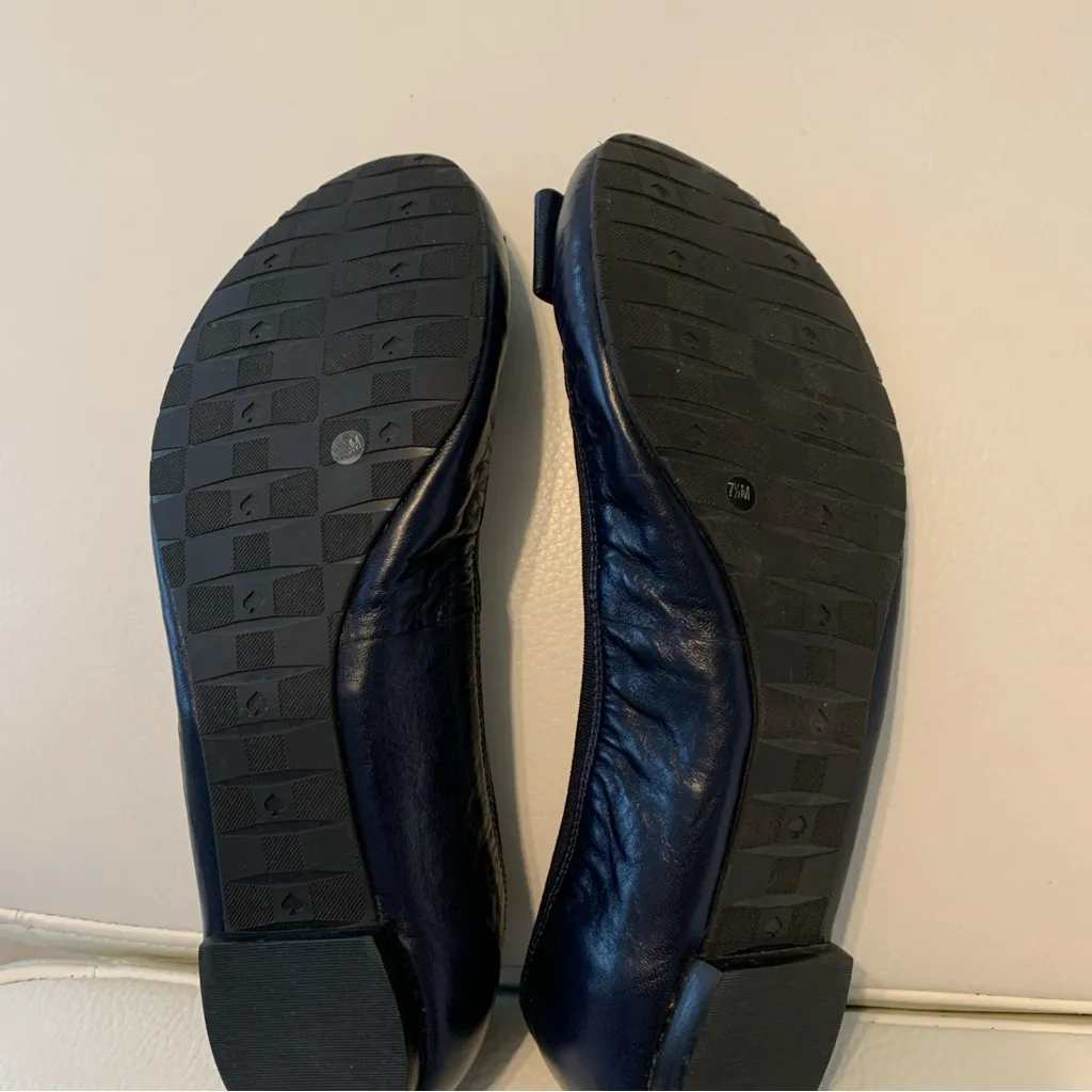 Kate Spade Navy Blue Flats with Gold Accents - Image 3