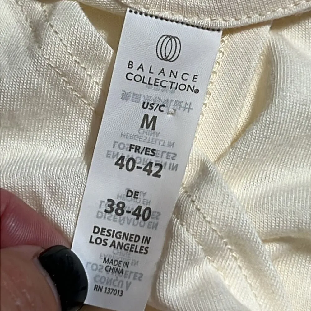 BALANCE COLLECTION size medium creme color drape top short sleeve super soft NWT - Image 2
