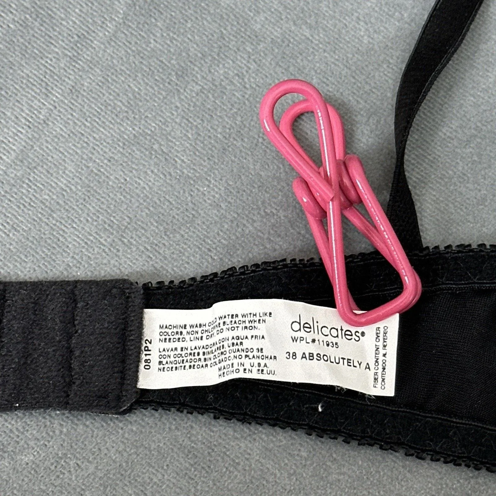 Vintage Delicates Bra Size 38 Absolutely A Black Cotton Lining Wireless Lined - Image 8