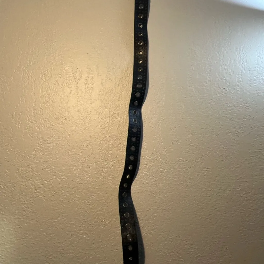 Studded Tan Leather Belt Chrome One Size Rockstar Hippie Western Cowgirl - Image 6