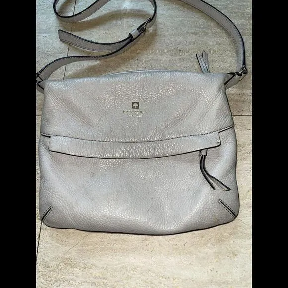 KATE SPADE Pebble Leather Purse‎ Crossbody Shoulder HandBag Beige Tan Ivory - Image 2