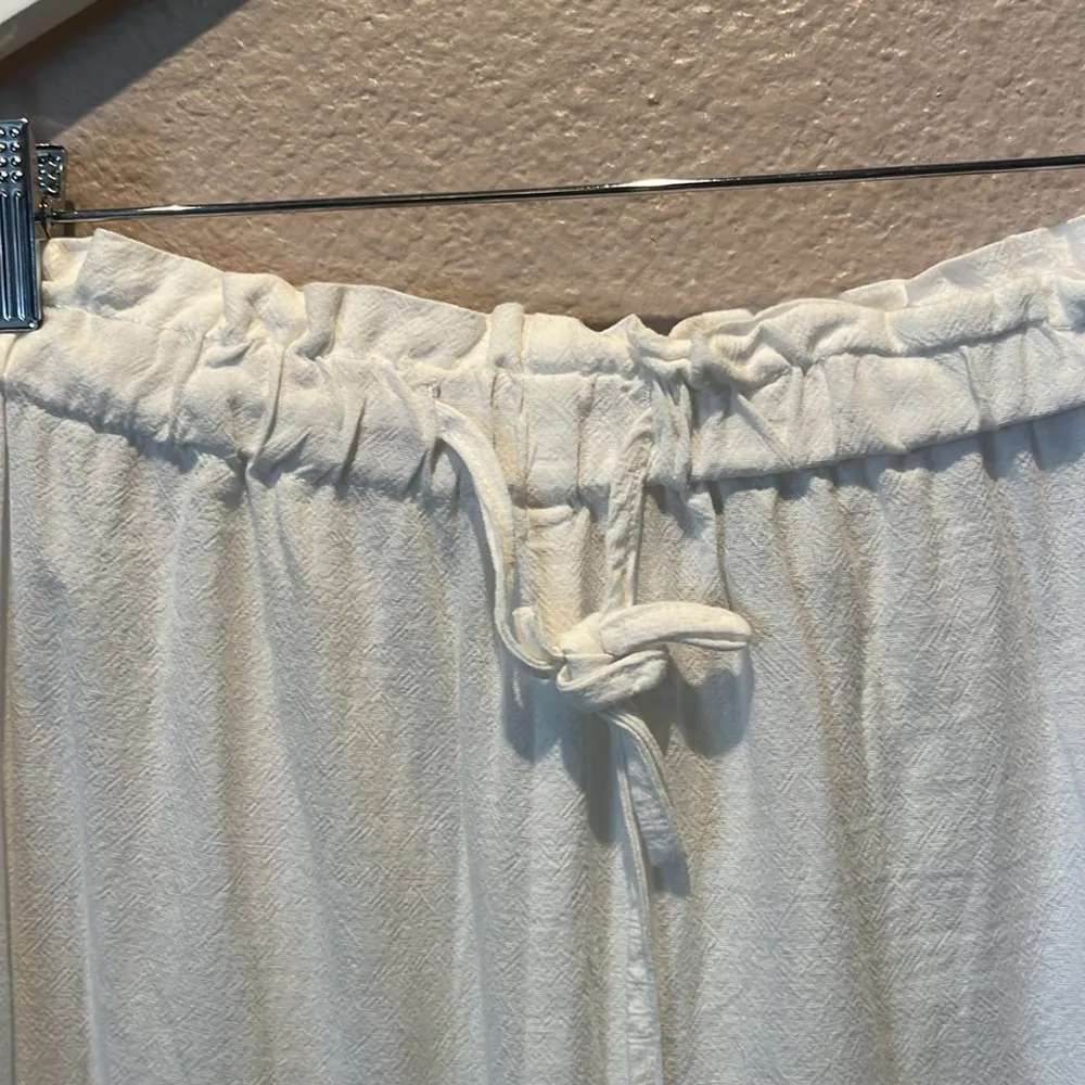 SHEIN Women’s Cream Colored Linen-look wide leg Cotton Pants, Size Large - Image 4