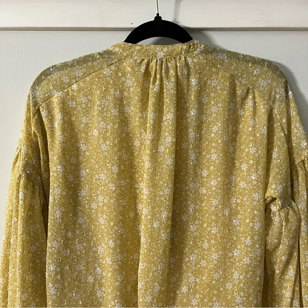 Autres Filles Ditsy Cottage Floral Swiss Dot Balloon Sleeve Button Blouse S - Image 12