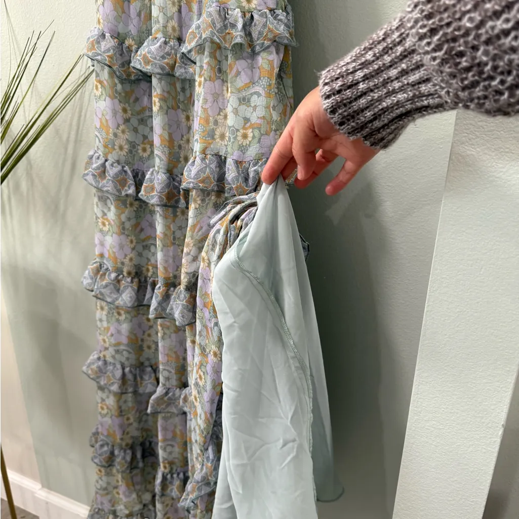 Show Me Your MuMu Blue and Yellow Floral Midi Dress - Image 7