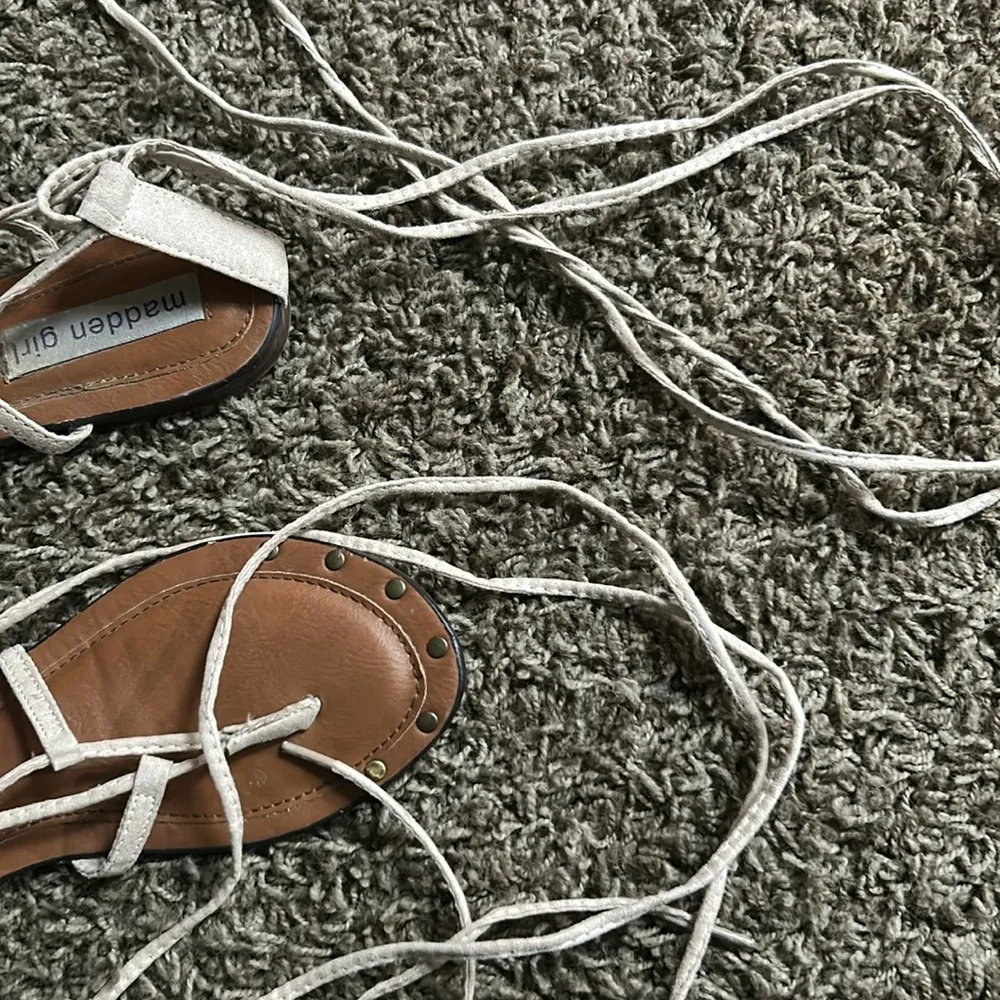 Madden Girl Beige Suede‎ Lace Up Strappy Gladiator Sandal - Image 5