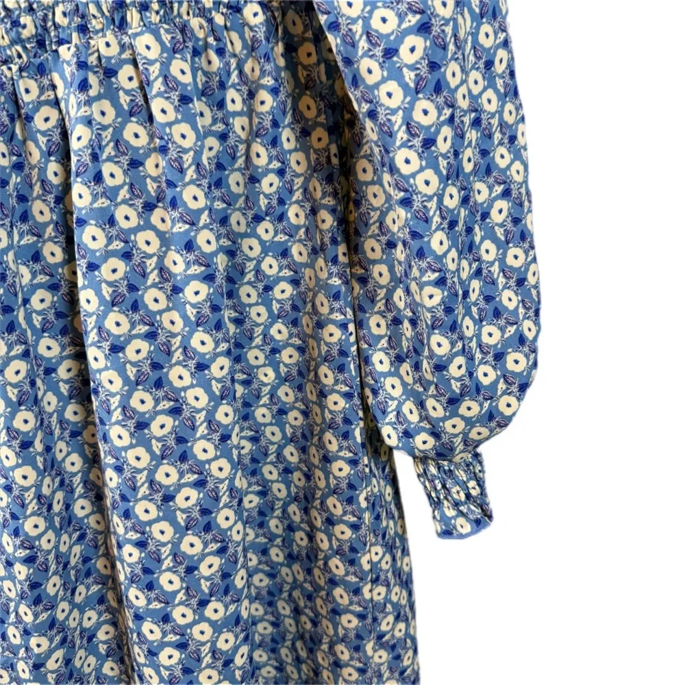 Vintage Inspired Blue Floral Babydoll Dress Cottagecore Soft Girl Y2K Cute Daisy - Image 3