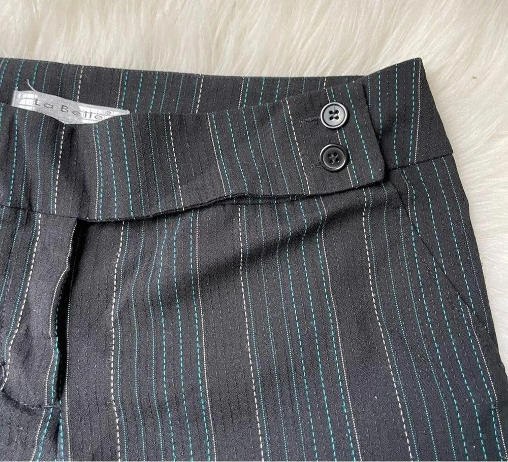 Y2K Striped Dress Pants Black & Blue Size undefined - Image 3