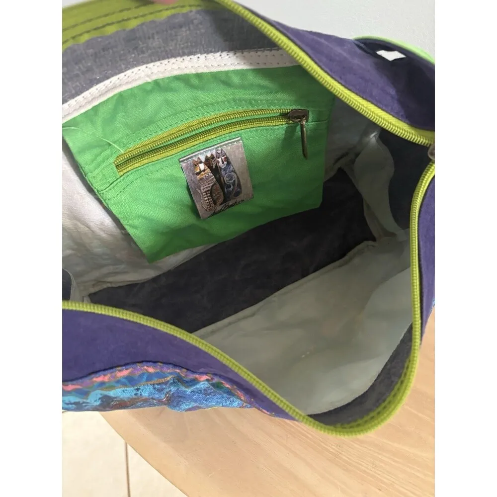 Laurel Burch Cotton Tote Bag Canine Family Mystical Dogs Canvas Handbag Sun Sand Blue - Image 11