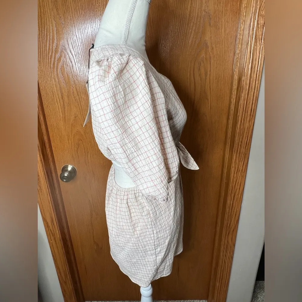 NWT Zara linen blend mini dress with puff sleeves XS - Image 9