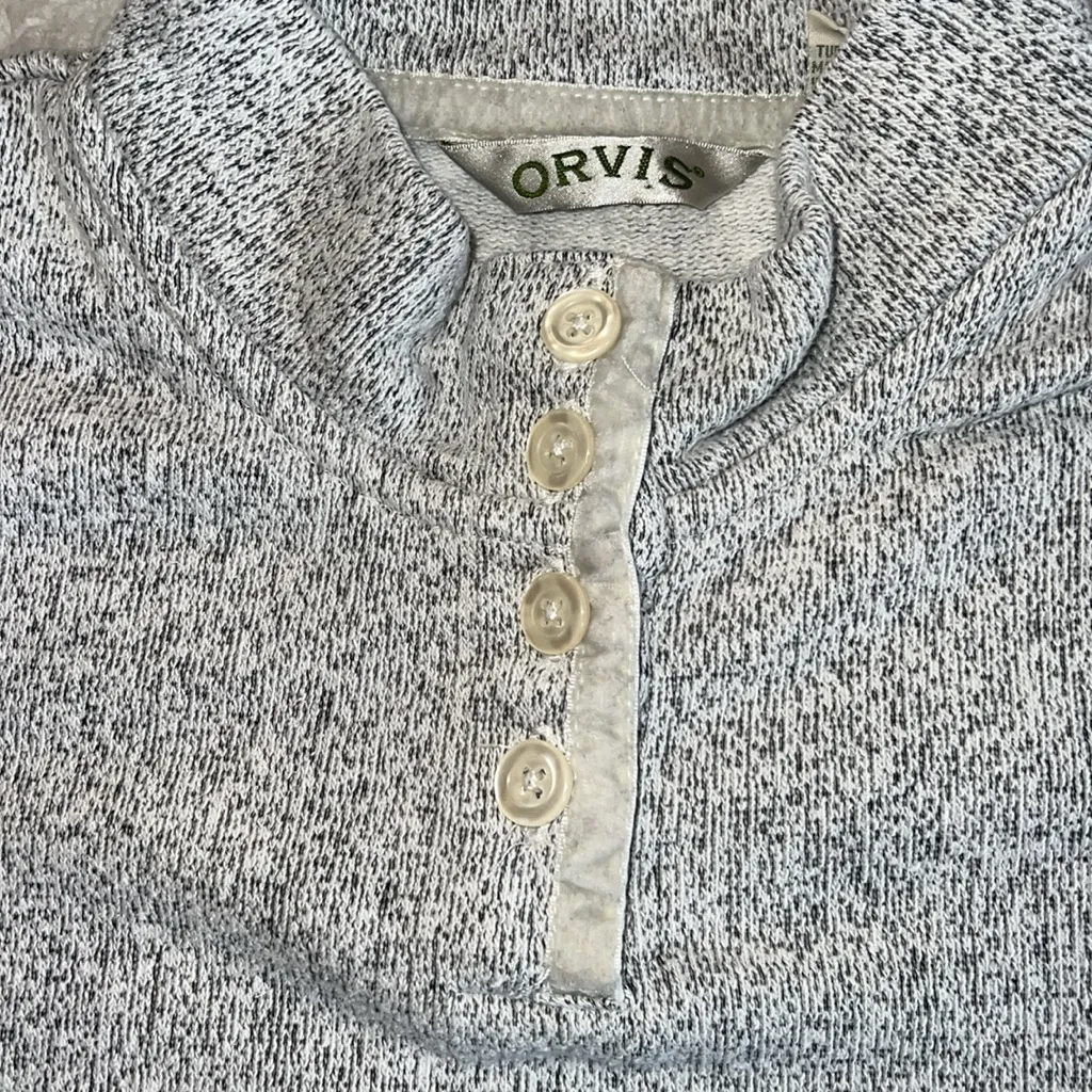 Orvis  Women’s Button-Front Mock‎ Neck Pullover Gray Heather Size Small - Image 5