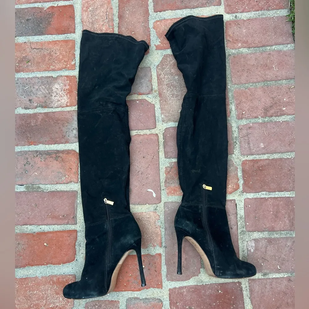 38 Cosmoparis black high thigh suede stiletto boots - Image 3