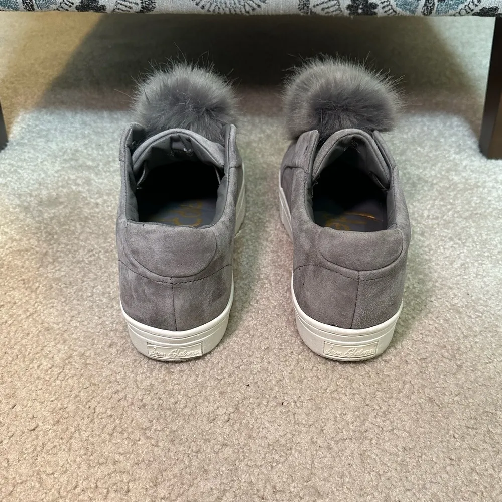 Sam Edelman Women's Leya Fashion Pom Pom Sneaker Gray Suede Size 10 - Image 5