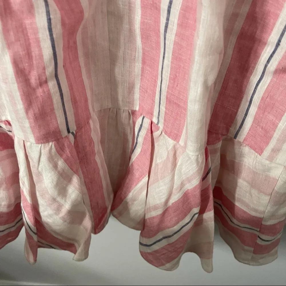 Parker bow linen dany striped fit n flare dress size‎ 6 - Image 10