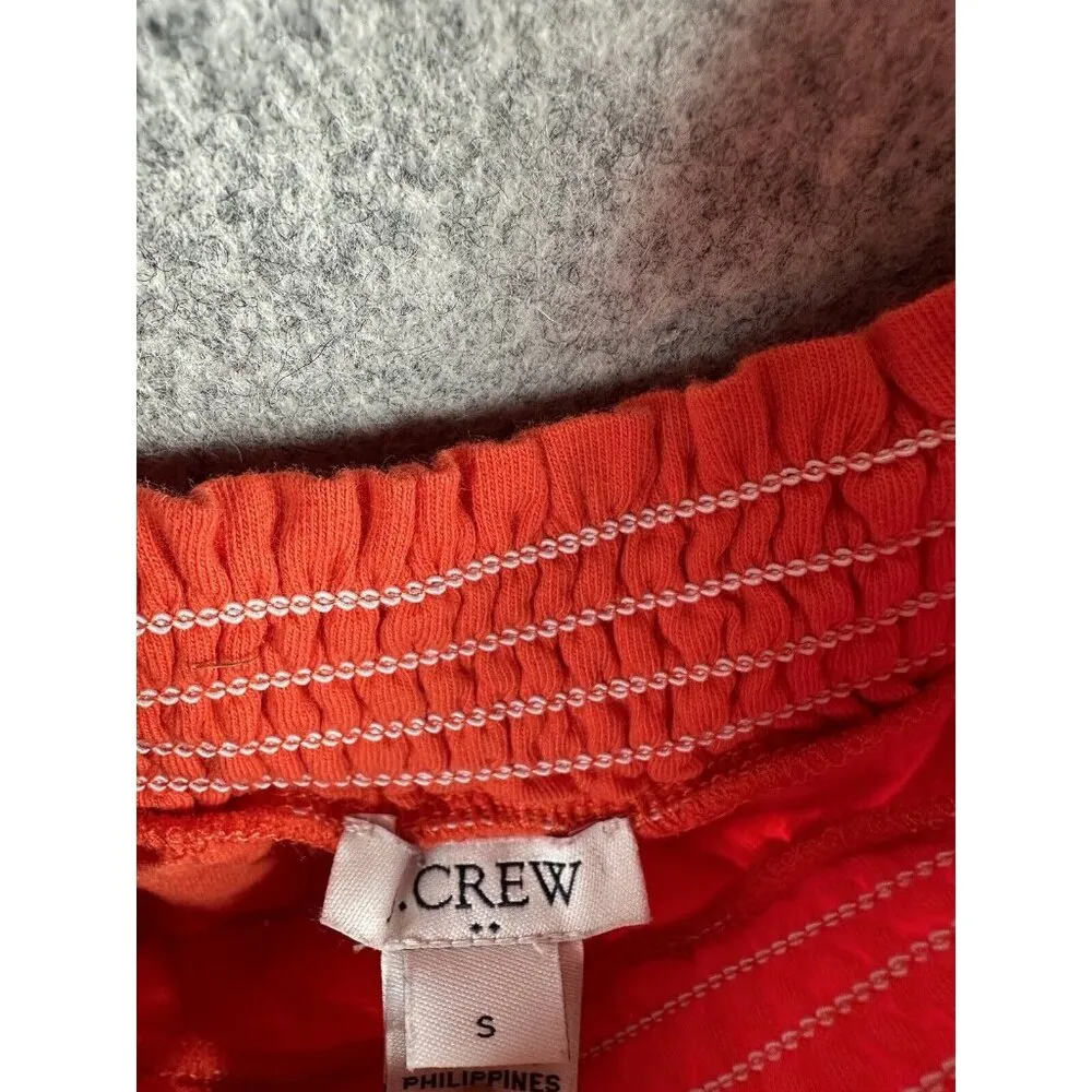 Vintage J. Crew Romper Womens Small Orange Bottom Short Sleeve Stretch Shorts - Image 3