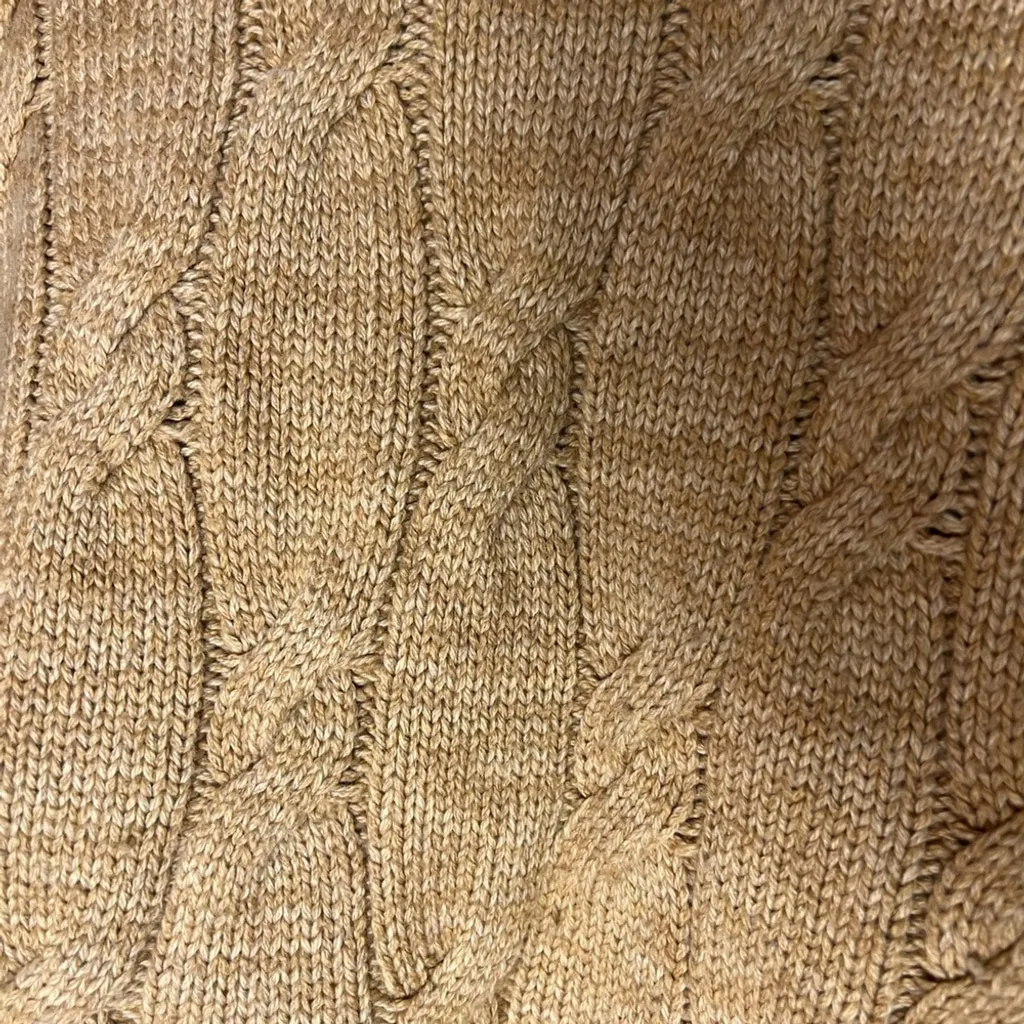 Lands' End Tan Cowl Neck Cable Knit Sweater Academia Fishetman Coast Grandpa - Image 5