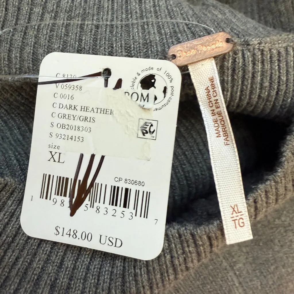 Free People Time On My Side Sweater Mini Dress Women XL Gray Knit Drop Waist NWT - Image 16