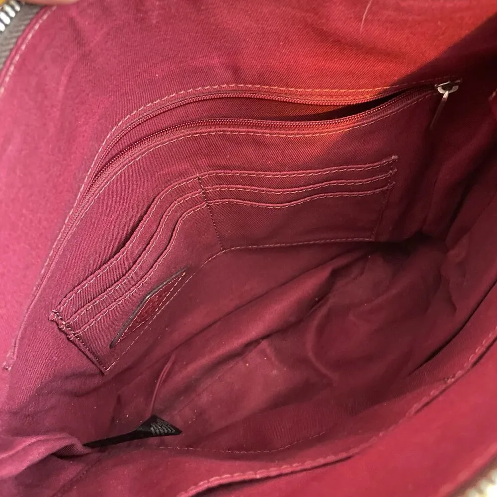 Dawson Top Zip Pebbled Leather Crossbody Shoulder Bag Purse Wine Burgundy - Image 11