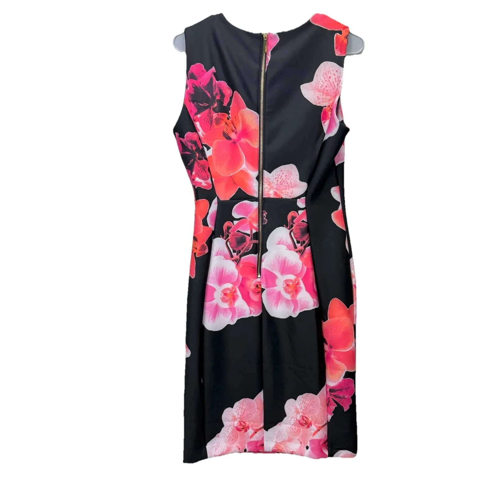NWT Calvin Klein Coral Floral Scuba Knit Stretch Sleeveless Sheath Dress Size 10 - Image 6
