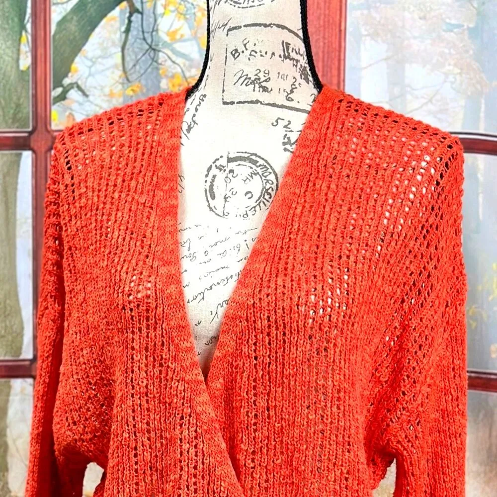Billabong Sweet Bliss Loose Knit Wrap Sweater - red/orange - size L - Image 7