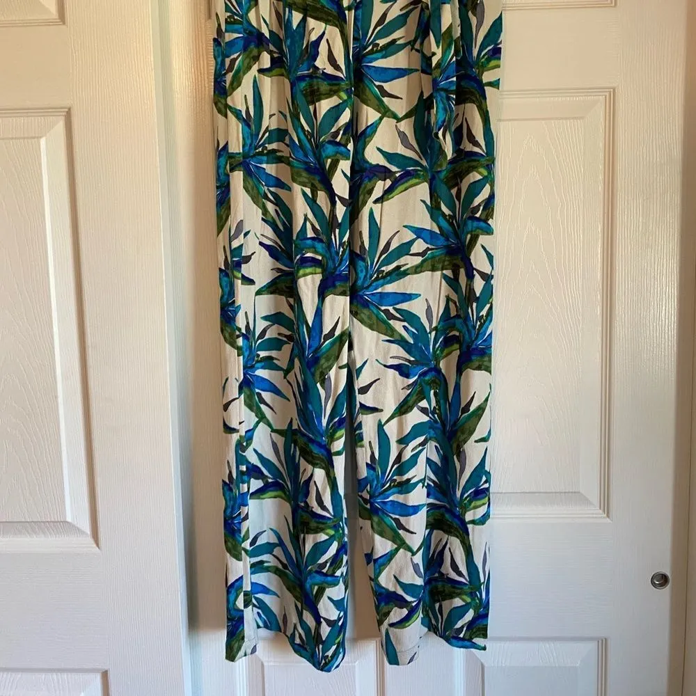 Ella Moss Tropical Print Straight Leg Vacation Tie Waist Pants Size small - Image 3