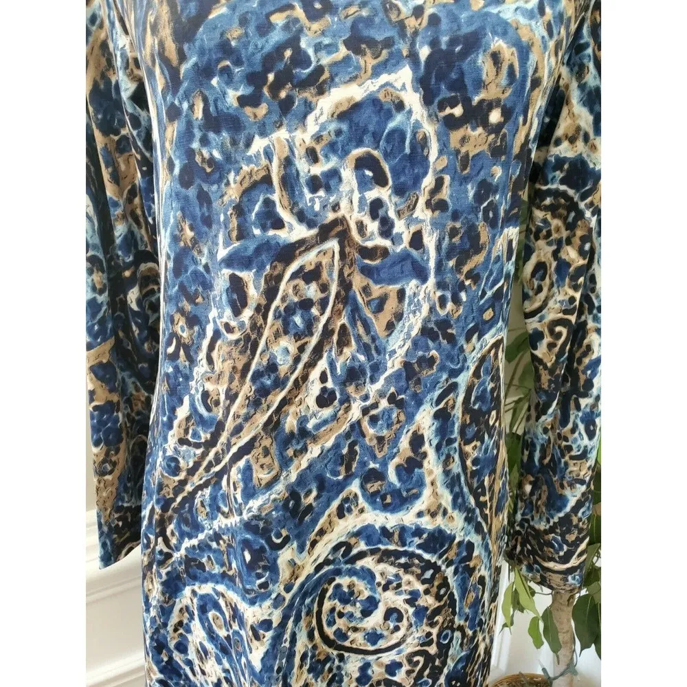 Discount Divas Women's Blue Polyester Round Neck Long Sleeve Knee Length Dress S - Image 3