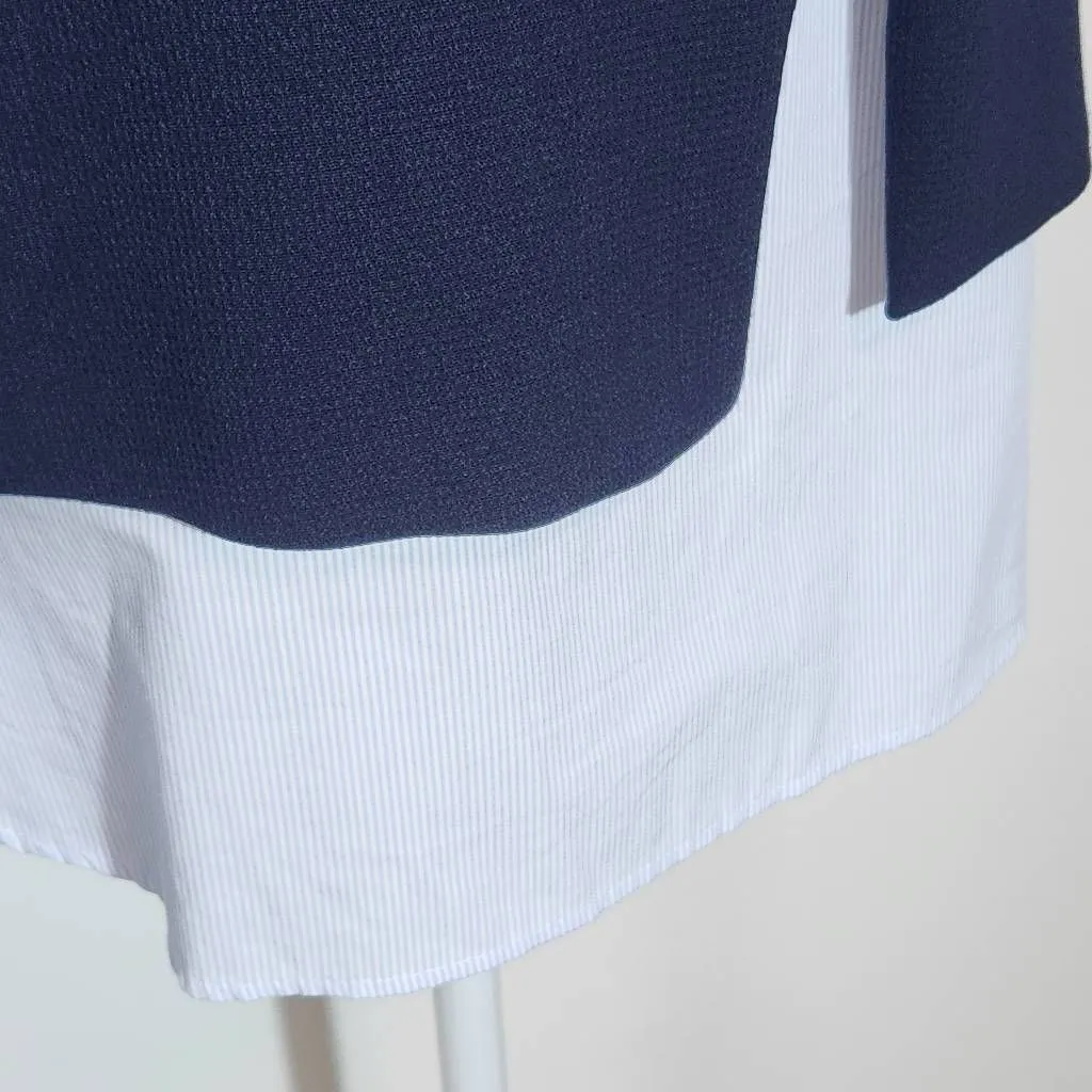 Zara Navy Knit Pullover with Zipper Hem and Blue Stripe Accent NWT Size Medium - Image 6