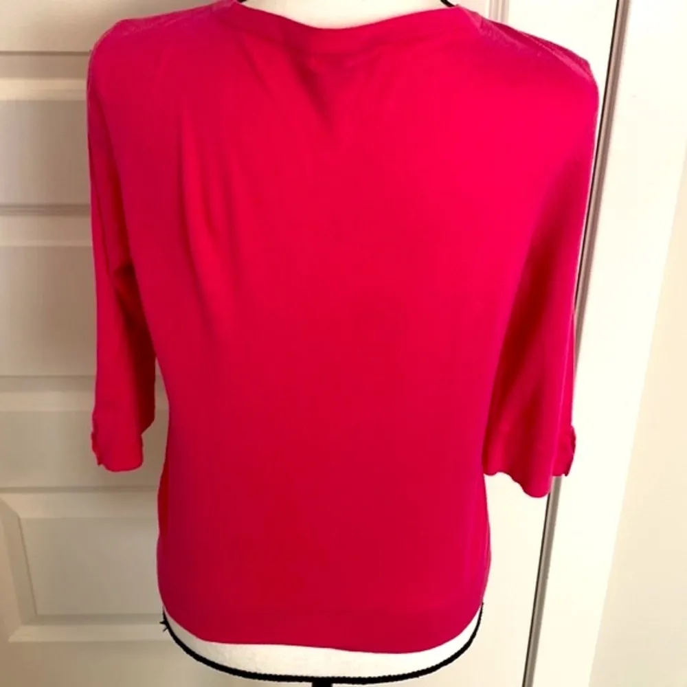 Gap|| Pink 3/4 sleeve cardigan sweater with button accent on sleeves - Image 6