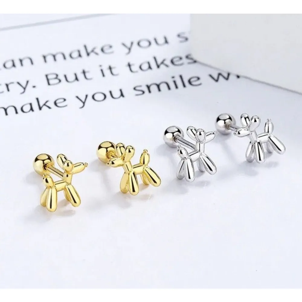 NEW‎ Women's 18k Gold Plated Sterling Silver Balloon Dog Stud Earrings, 0.7cm - Image 7