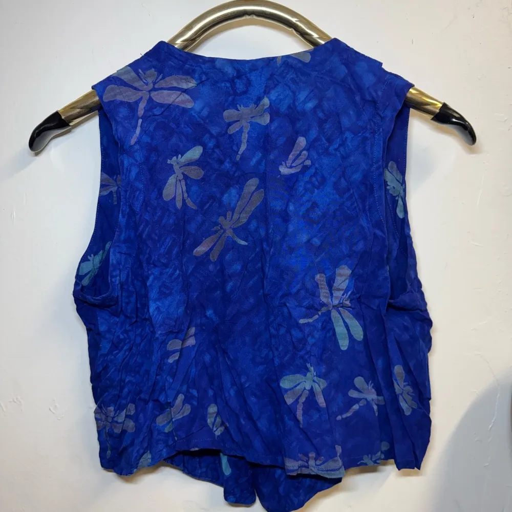 Vintage matching top and skirt bottom set blue tie dye dragonflies small/medium Size 2 - Image 8