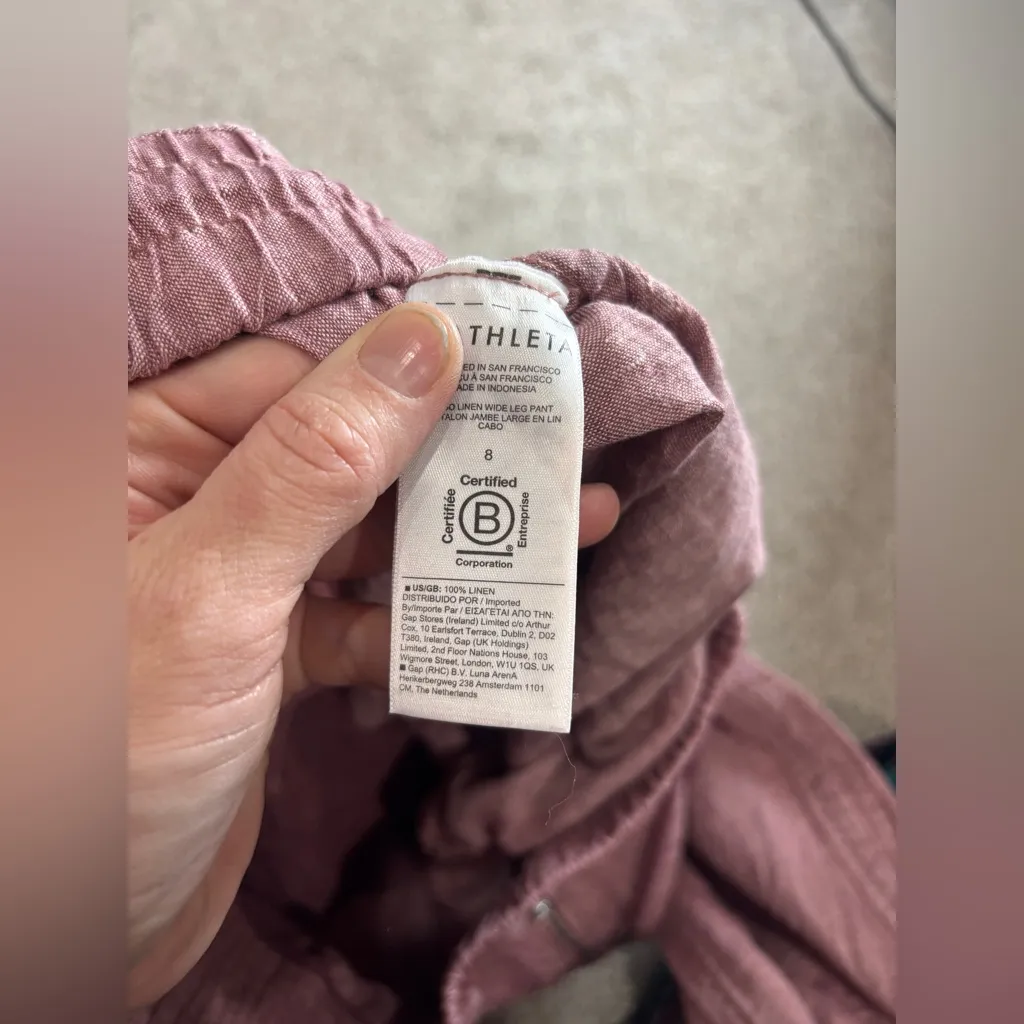 Athleta Cabo Linen Wide Leg Pants 30” Inseam Tawny Orchid Rose High Rise Size 8 - Image 7