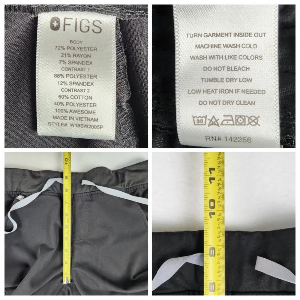 FIGS Womens Zamora Jogger Scrub Pants Size S Black W18SW2005P - Image 7