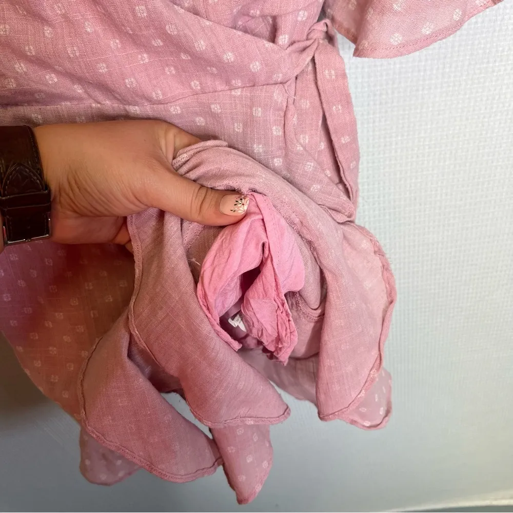 Princess Polly | Babydoll Wrap Dress Polka Dot Pink 8 - Image 4