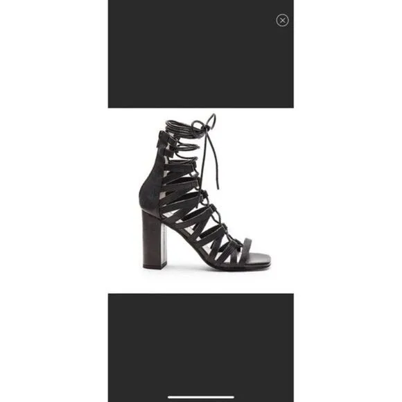 Jeffrey Campbell Stockard Black suede lace up heels 8 Square toe - Image 2