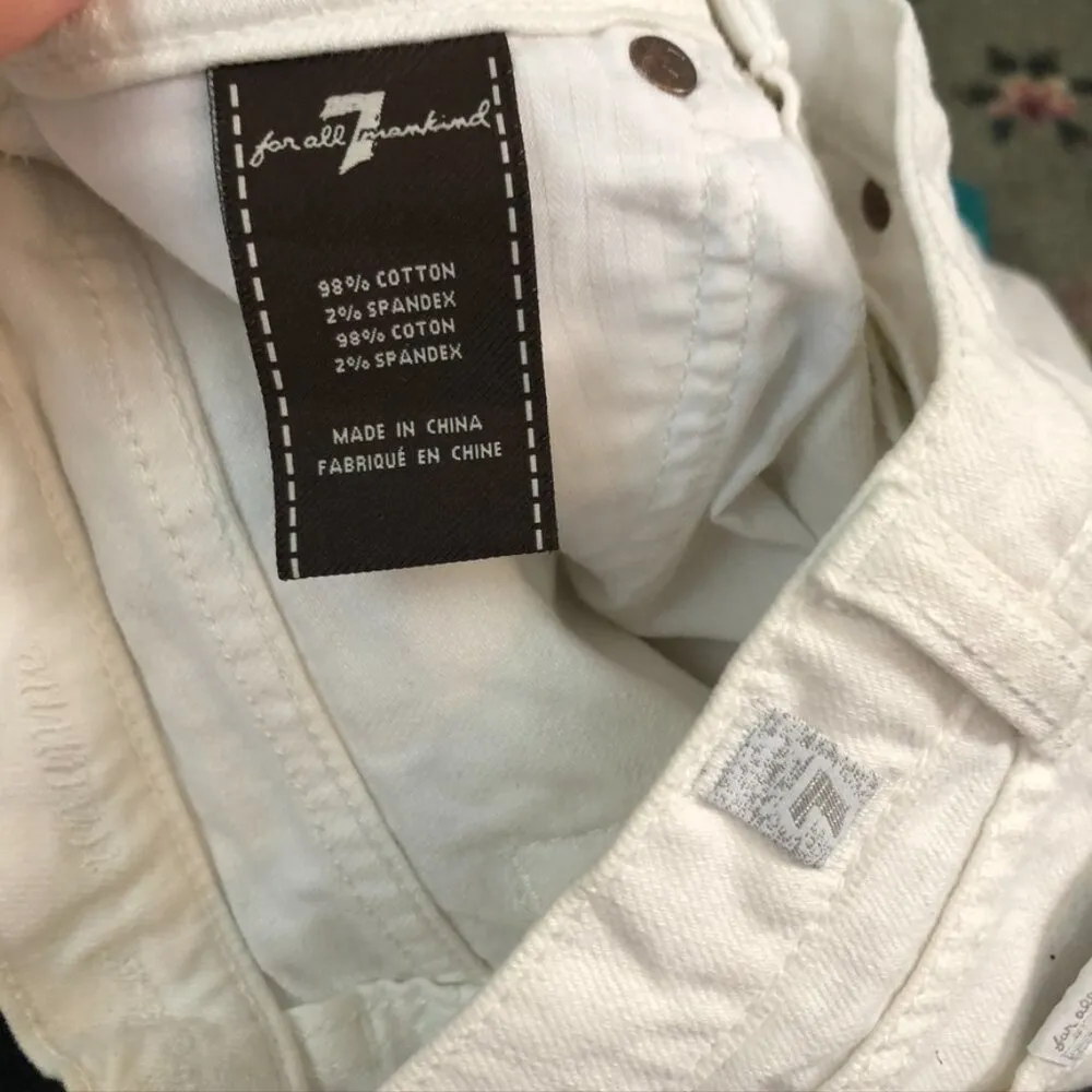 7 FOR ALL MANKIND 7FAM Roxanne Skinny Jeans White Cropped Crop Ankle Y2K sz 24 - Image 5