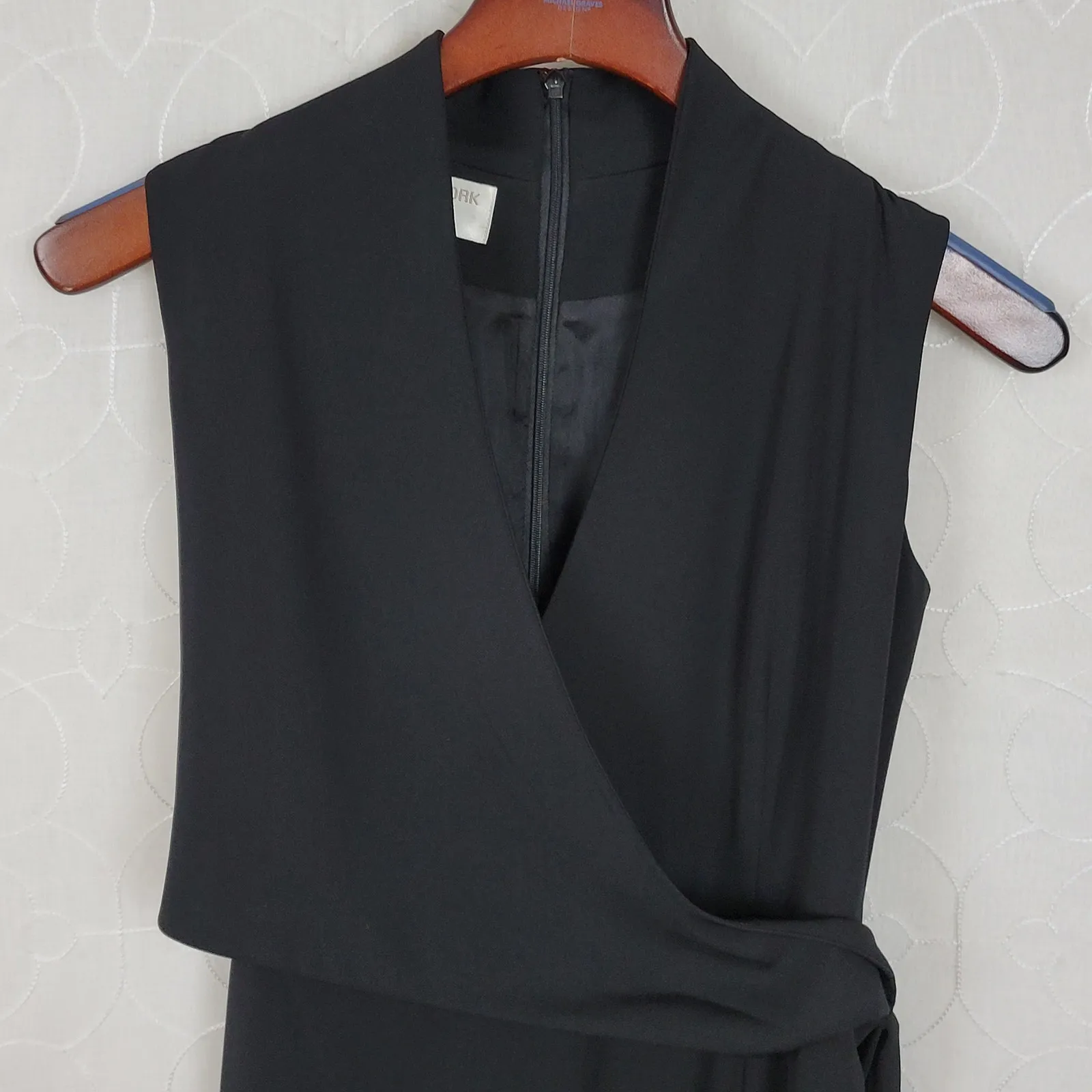 Jones New York Structured Wrap Dress 4 Black‎ Tie Belt Maxi Cocktail Party LBD - Image 13
