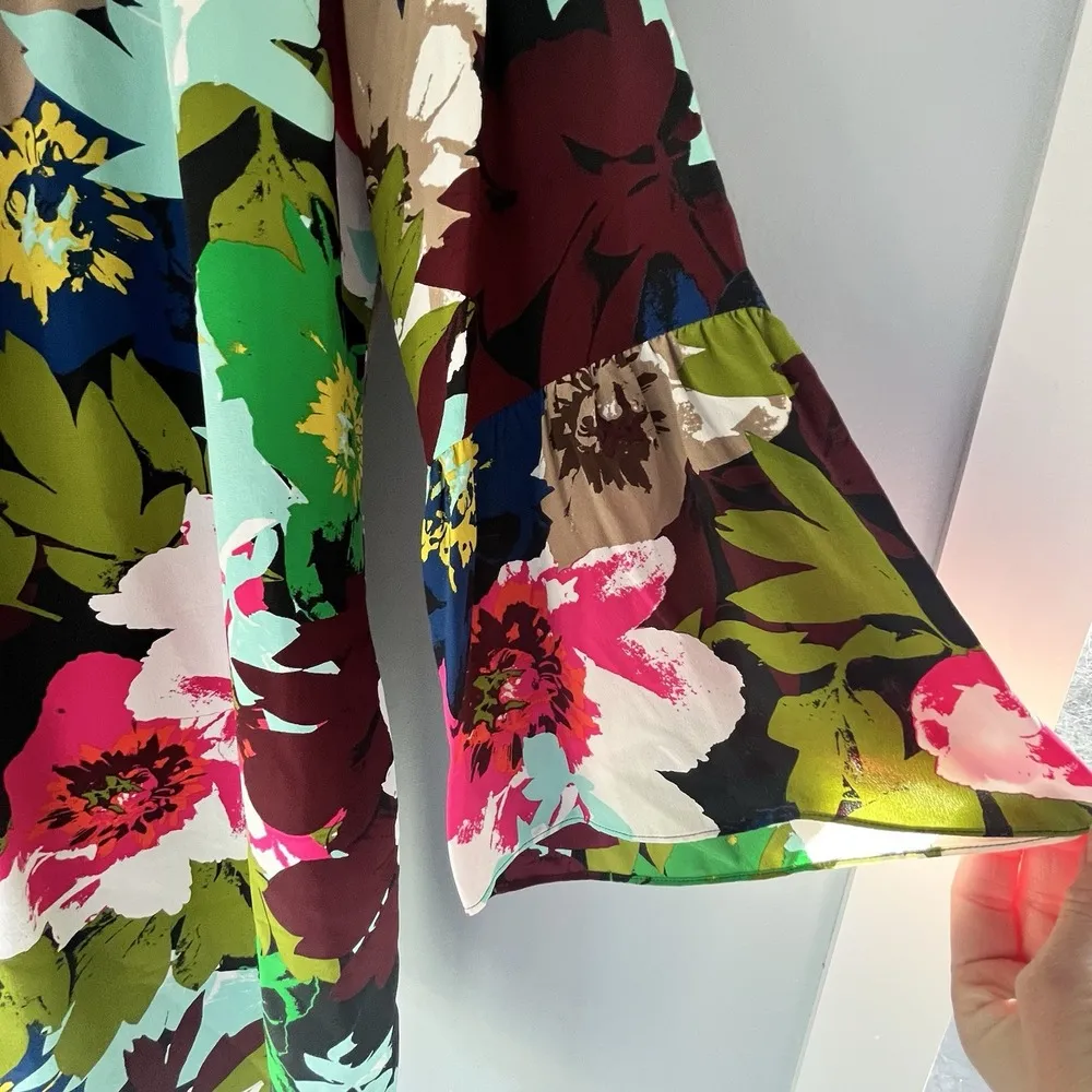 Trina Turk Silk Bonita Dress Bold Floral Size 10 - Image 3