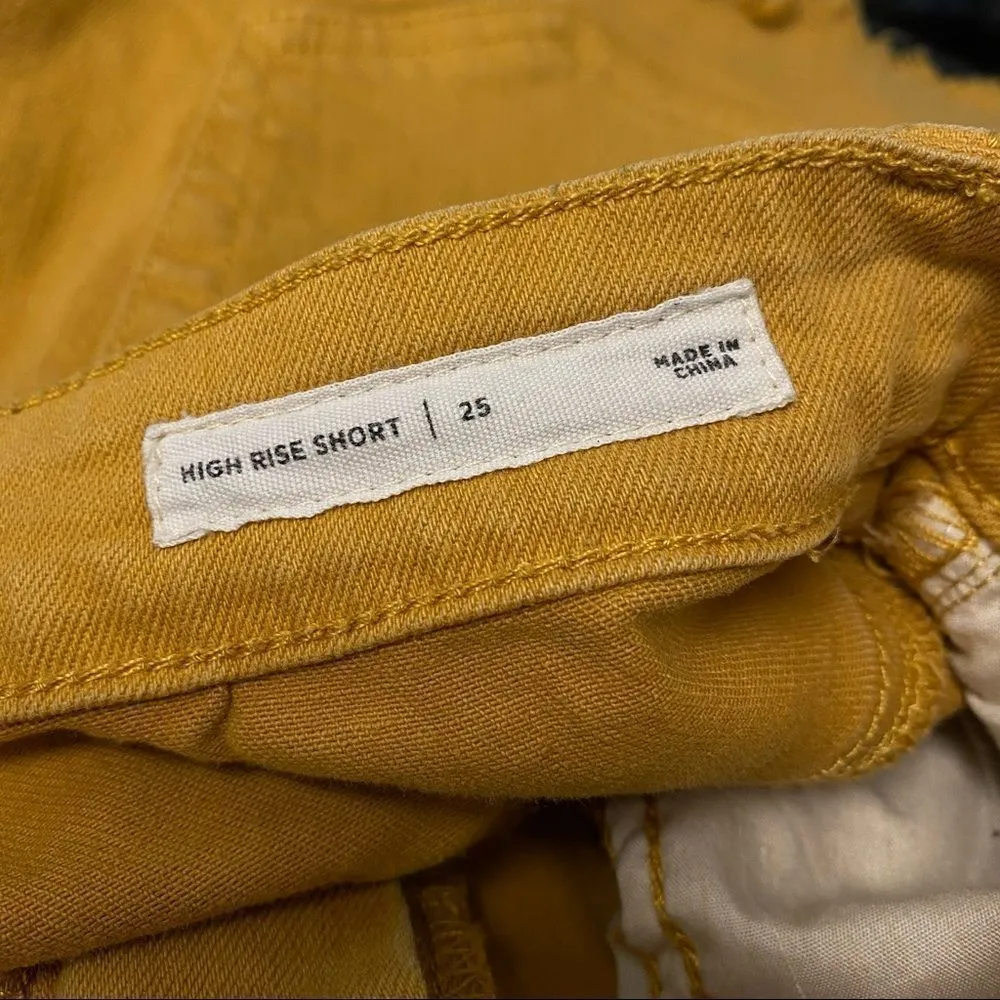 PACSUN Distressed High Rise Short Mustard Sz 25 - Image 6